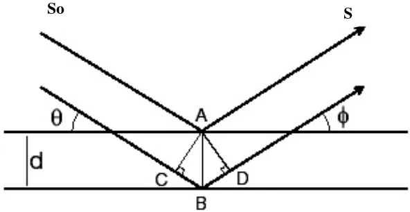 Gambar 2.5. Refleksi sinar X pada Hukum Bragg ((Eisenber, 1979) 