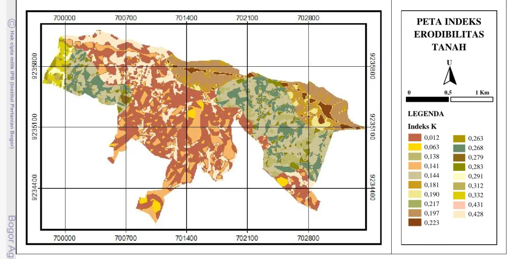 Gambar 5.2  Peta indeks erodibilitas tanah. 