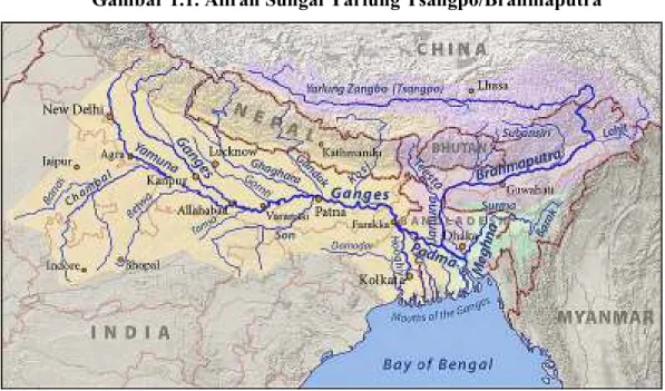 Gambar 1.1. Aliran Sungai Yarlung Tsangpo/Brahmaputra 