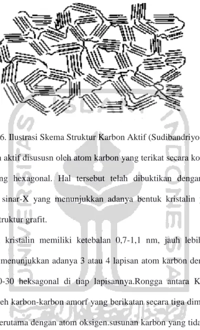Gambar 6. Ilustrasi Skema Struktur Karbon Aktif (Sudibandriyo, 2003).