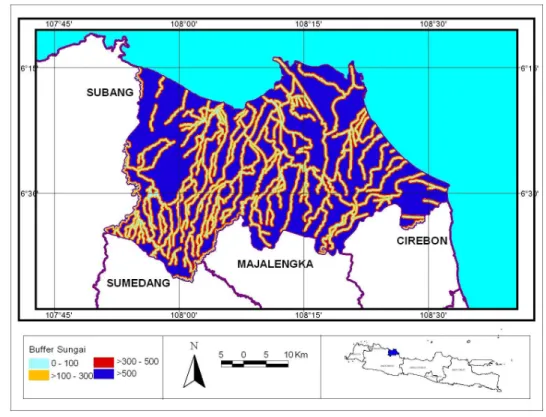 Gambar  5. Peta Buffer  Sungai Kabupaten Indramayu  4.2.4 Bentuk Lahan (Landform) 