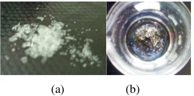 Gambar 1. (a) aerogel hasil sintesis menggunakan TMCS 6% dan (b) aerogel pecah ketika 