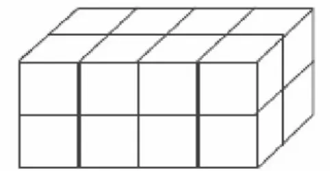 Gambar  dibawah  ini  menunjukkan  sbuah  balok  satuan  dengan  ukuran panjang = 4 satuan panjang, lebar = 2 satuan panjang, dan tinggi  = 2 satuan panjang
