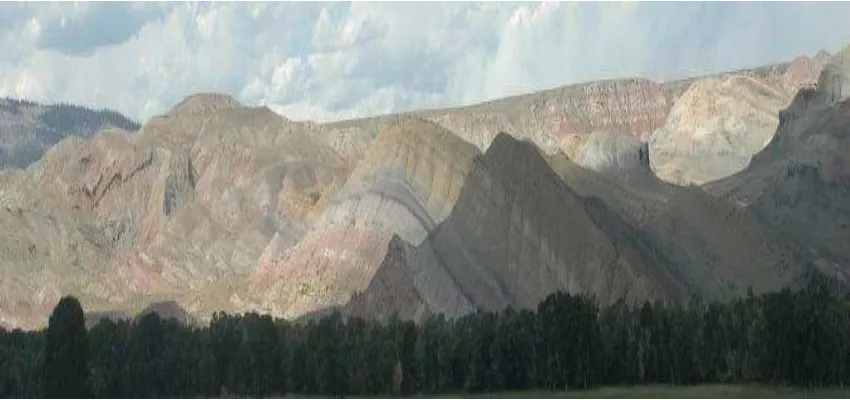 Gambar 5-2   Morfologi Berbukitan Lipatan (Folded Mountains) sebagai hasil dari proses orogenesa (tektonik)