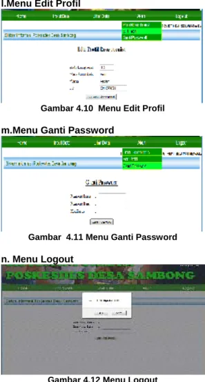 Gambar 4.10  Menu Edit Profil  m.Menu Ganti Password 