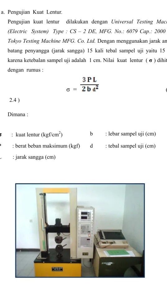 Gambar 2.7 Alat Universal Testing Machine  b.  Pengujian  Modulus  Elastisitas (MOE). 