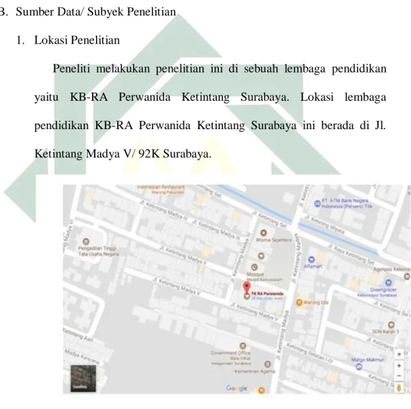 Gambar 3.2 Lokasi KB-RA Perwanida Ketintang  Surabaya 