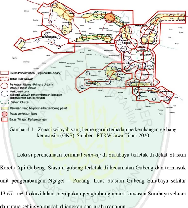 Gambar 1.1 : Zonasi wilayah yang berpengaruh terhadap perkembangan gerbang kertasusila (GKS)