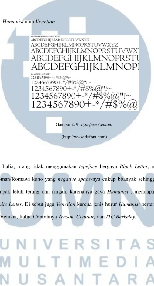 Gambar 2. 9  Typeface Centaur  (http://www.dafont.com) 