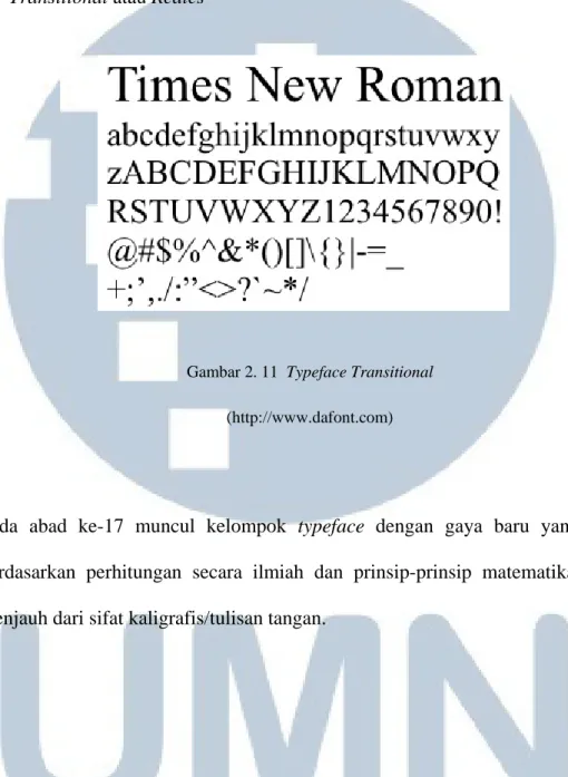 Gambar 2. 11  Typeface Transitional  (http://www.dafont.com) 