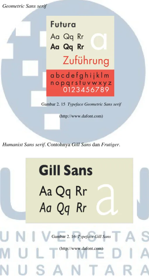Gambar 2. 15  Typeface Geometric Sans serif  (http://www.dafont.com) 