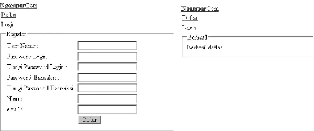 Gambar 4.1 Layar-layar pada saat pendaftaran pengguna 
