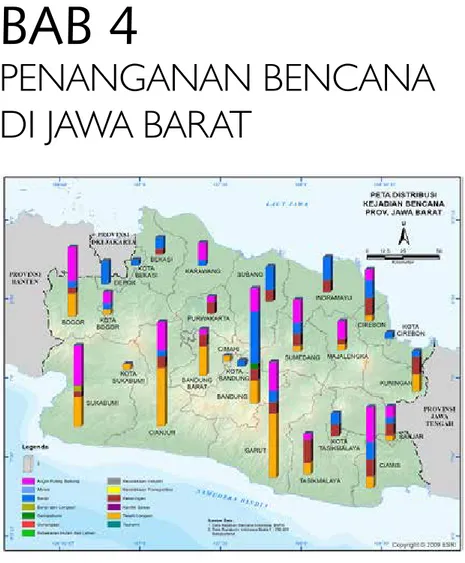 Gambar 4.1  Peta Distribusi Kejadian Bencana Provinsi Jawa Barat Sumber: 