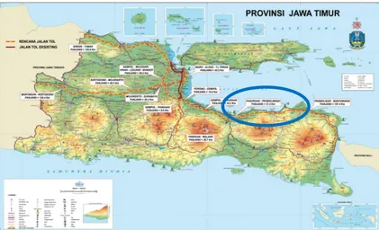 Gambar 1.2 Jalan Nasional dan Rencana Jalan Tol Gambar 1.1 Peta Jalan Tol Provinsi Jawa Timur