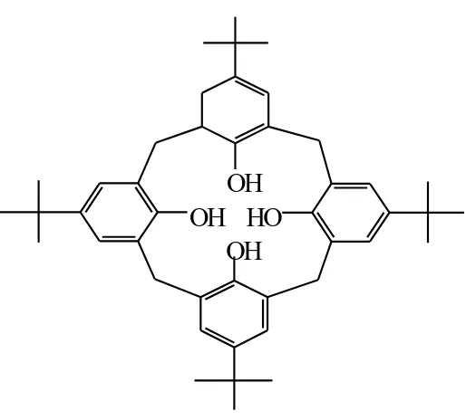 Gambar 4. Struktur molekul p-t-butilkaliks[4]arena (Gutsche, 1998). 