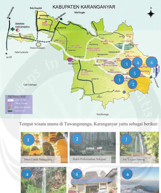 Gambar 3.2 Peta Situs Utama Wisata Tawangmangu, Karanganyar.