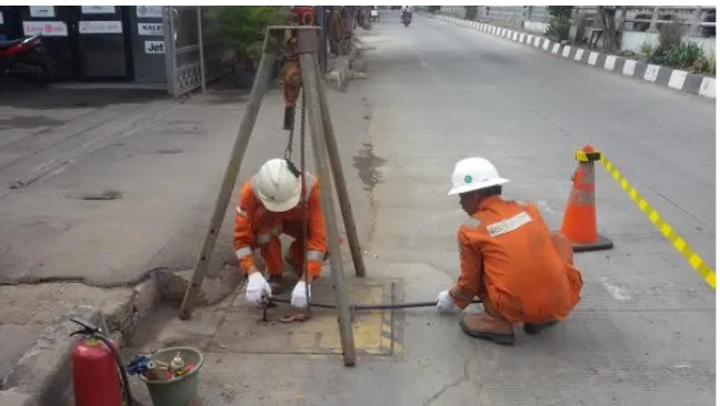 Gambar 5.4 Pemakaian Chain Block dan TripodPT. Perusahaan Gas Negara unit PT. PGAS Solution (2015)