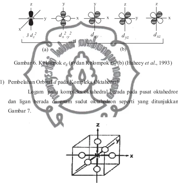 Gambar 6. Kelompok e g (a) dan Kelompok t 2g (b) (Huheey et al., 1993)