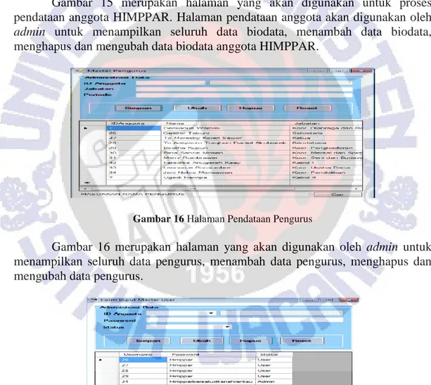 Gambar  15  merupakan  halaman  yang  akan  digunakan  untuk  proses  pendataan anggota HIMPPAR