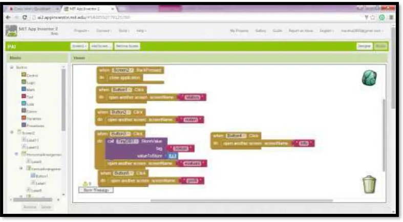 Gambar 13. Tampilan  user interface pada MIT App Inventor 