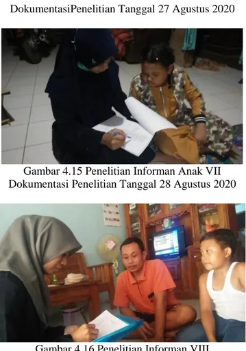 Gambar 4.14 Penelitian Informan Anak VI  DokumentasiPenelitian Tanggal 27 Agustus 2020 