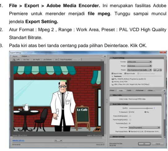 Gambar 4.12 Jendela Export Setting  4.  Berikan nama file dan tentukan dimana file akan disimpan