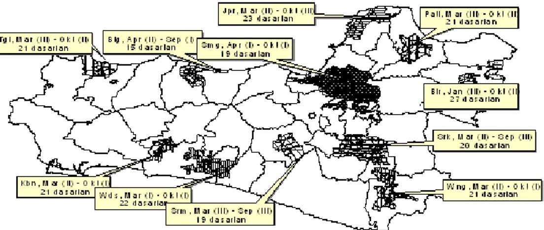 Gambar 5.  Fluktuasi nilai ETR/ETM dan kehilangan hasil pada La Nina 1998 di Blora 