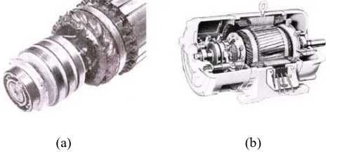 Gambar 2.3.(a) a) Rotor Belitan . b) Motor Induksi Tiga Fasa Rotor Belitan  