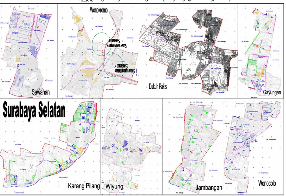 Gambar 2.4. Peta Lokasi Pemukiman Kumuh dan Liar di Surabaya Selatan 
