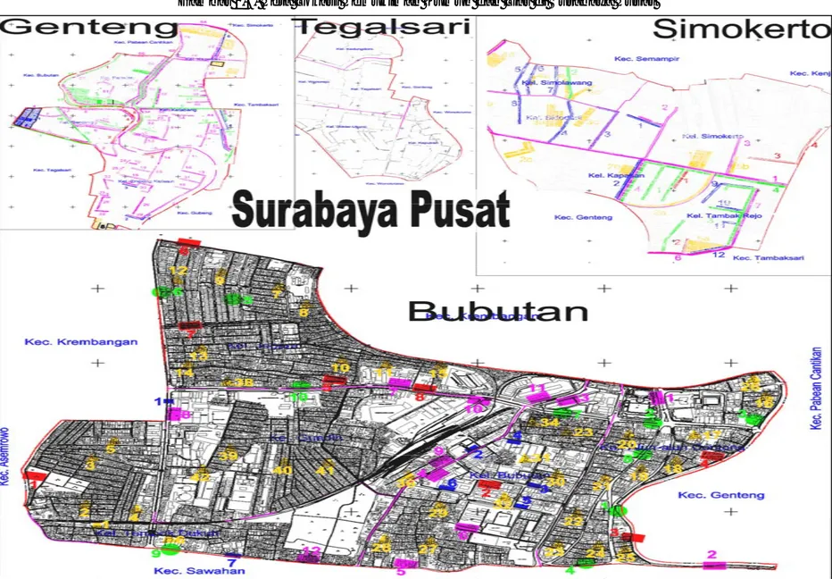 Gambar 2.6. Peta Lokasi Pemukiman Kumuh dan Liar di Surabaya Pusat 