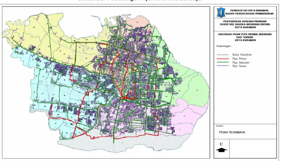 Gambar 2.8.  Peta Jaringan  Pipa PDAM Kota Surabaya 