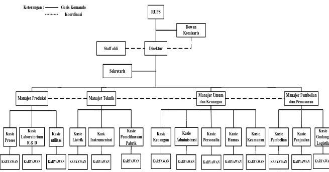 Gambar 9.1 Struktur Organisasi Pabrik Pembutan Dietanolamida dari RBDP Stearin dan Dietanolamin