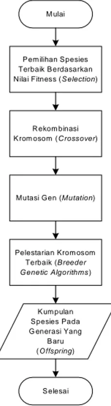 Gambar 3  Diagram alir urutan operasi genetik pada populasi  dalam satu generasi 