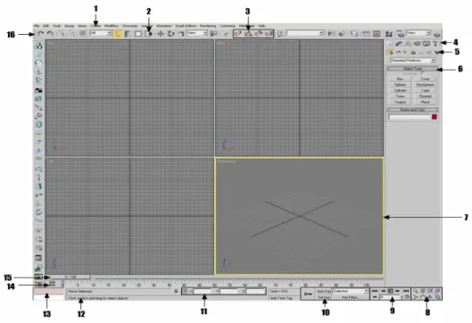 Gambar 2.1 Interface 3D Studio MAX 2008 