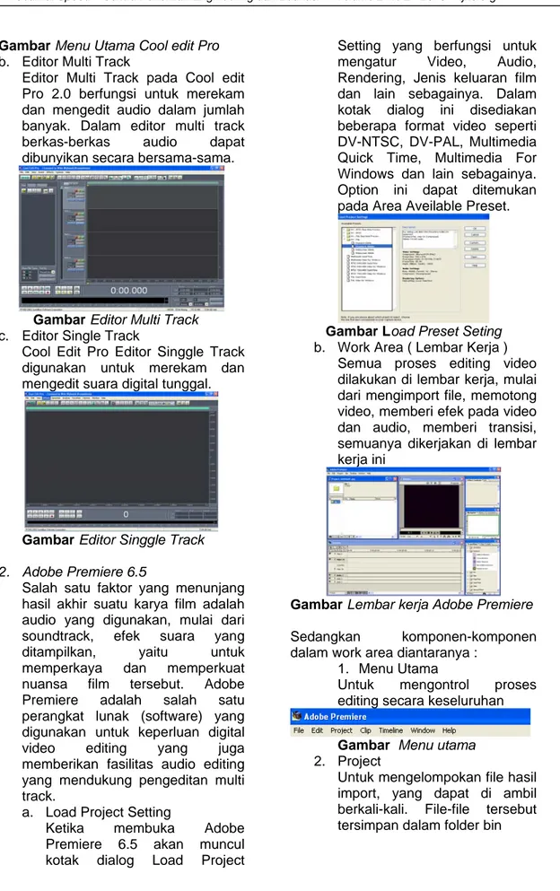 Gambar Menu Utama Cool edit Pro  b.  Editor Multi Track 