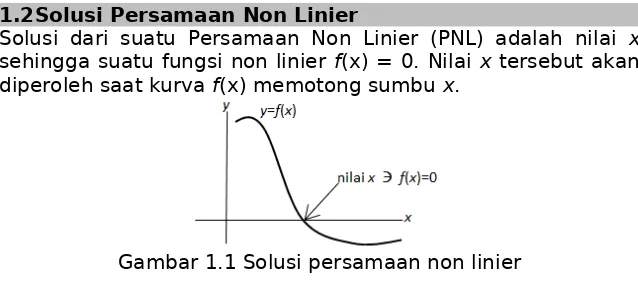 Gambar 1.1 Solusi persamaan non linier