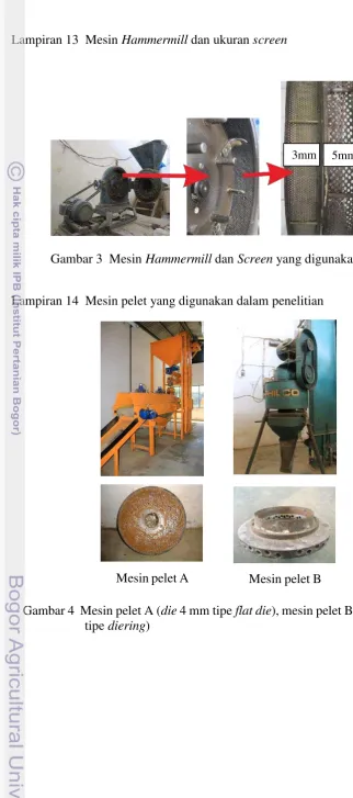 Gambar 3  Mesin Hammermill dan Screen yang digunakan 