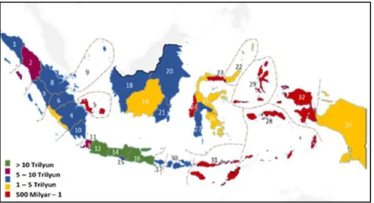 Gambar 1.1 menginterpretasikan bahwa penyebaran pembiayaan di  Indonesia tidak merata