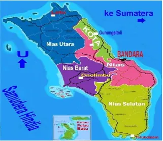 Gambar 2.2 Pulau Nias berdasarkan Wilayah Kabupaten dan Kota 