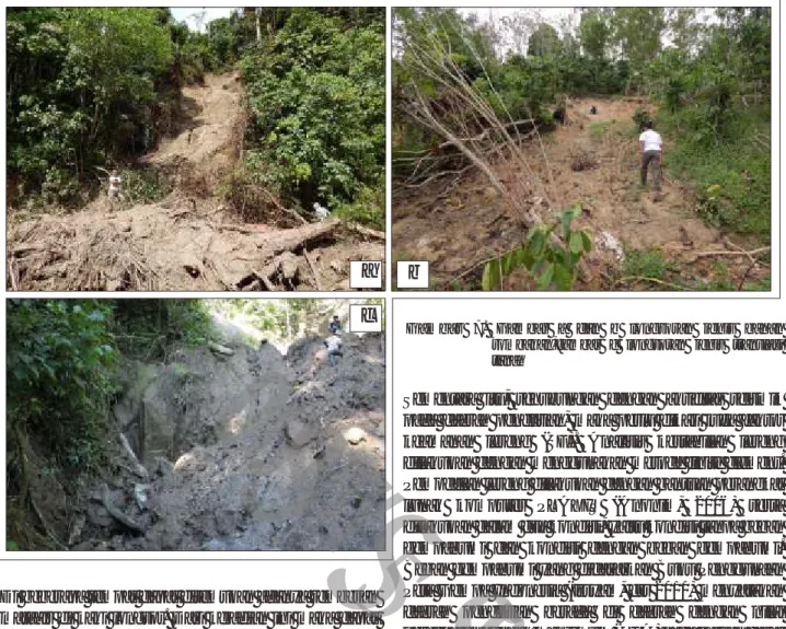 Gambar 8. Titik pengamatan kejadian longsoran Jalur Transek Liwa-Ranau, Lampung Barat