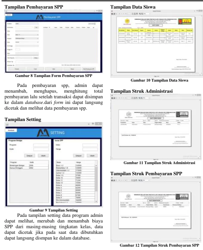 Gambar 8 Tampilan Form Pembayaran SPP 