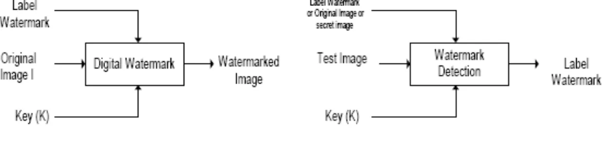 Gambar 2.2 : Proses watermark dan menghasilkan kembali label watermark  