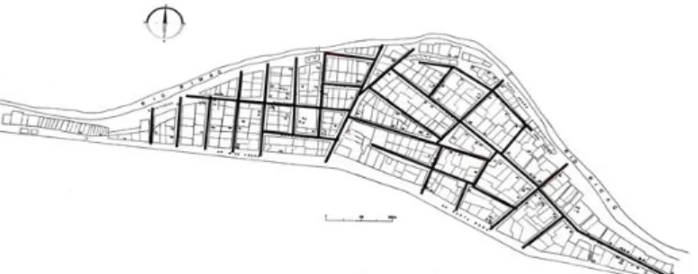 Gambar 2.4 Pola grid pada permukiman kumuh Dos de Mayo et Primero de Mayo Slums, Lima – Peru   (Sumber: Fernandez, 2002) 