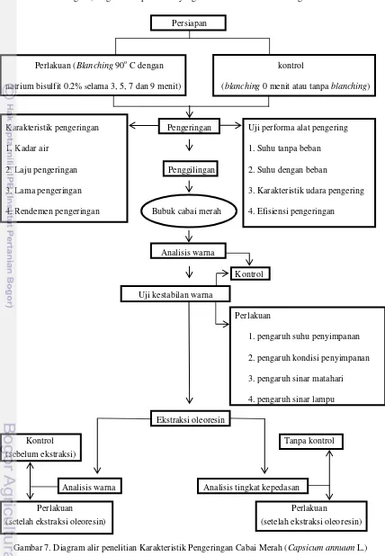 Gambar 7. Diagram alir penelitian Karakteristik Pengeringan Cabai Merah (Capsicum annuum L.) 