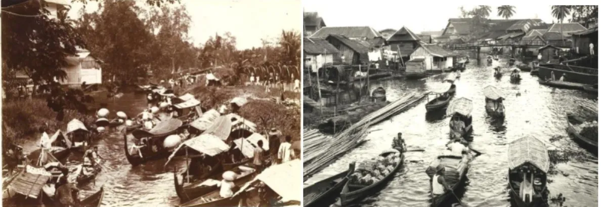 Gambar 4. Aktivitas perdagangan di sungai tahun 1922 dan tahun 1938  Sumber: media.kit.nl 
