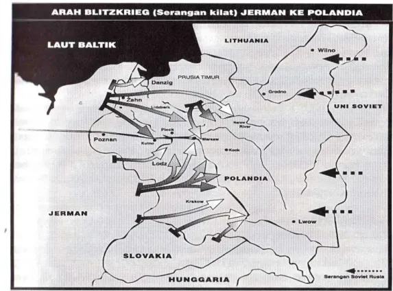 Gambar 1. Arah Blitzkrieg Jerman ke Polandia 