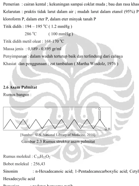 Gambar 2.3 Rumus struktur asam palmitat