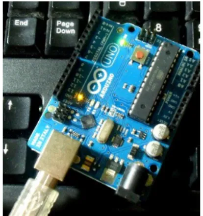 Gambar 4. Pengujian Board Arduino  Pada  board  arduino  uno  terdapat  sebuah  LED kecil yang terhubung ke pin no 13