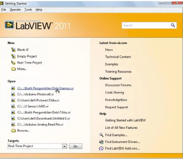 Gambar 2.9. Tampilan awal software LabVIEW 2011 