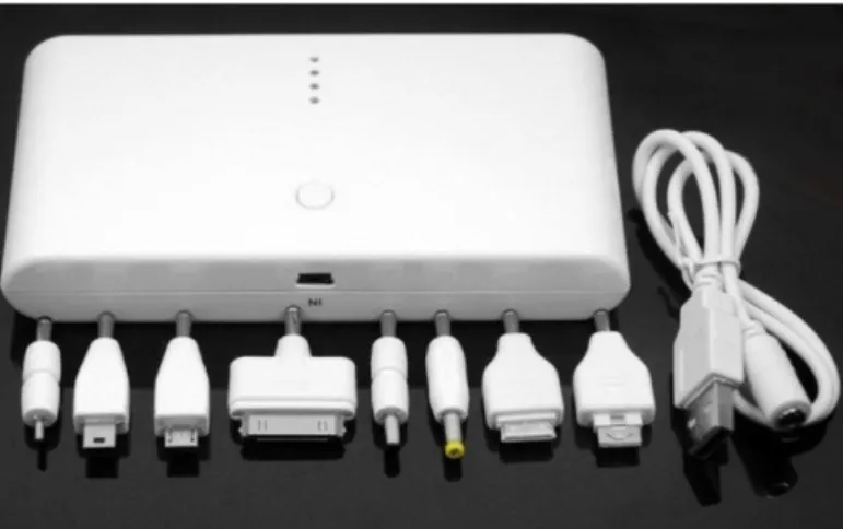 Gambar 1.2 Power bank dan kabel konektornya.  Sumber: mtgroupmt.com (2013) 